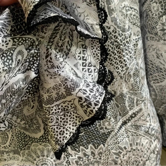 Christian Dior Loungewear Vintage Kaftan Dress Robe Black & White Paisley Size L - Picture 13 of 15